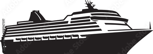 Luxury Cruise Ship Silhouette

Passenger Ocean Liner Icon

Modern Cruise Vessel Illustration
