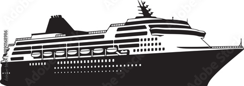 Luxury Cruise Ship Silhouette

Passenger Ocean Liner Icon

Modern Cruise Vessel Illustration