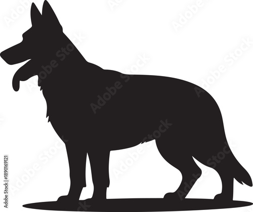 Black silhouette of a german shepherd dog standing 1