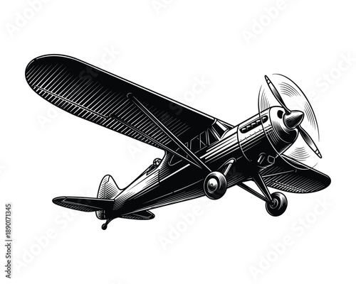Vintage airplane vector illustration isolated on transparent background