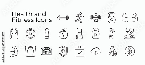 Health, Fitness, and Exercise Icon set