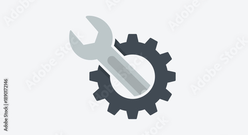 Gear and wrench symbol for technical support and industrial maintenance process