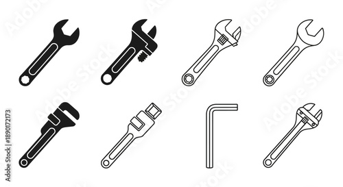 Assorted Wrench Set: A Variety of Tools for Mechanical Tasks and Home Repairs Projects