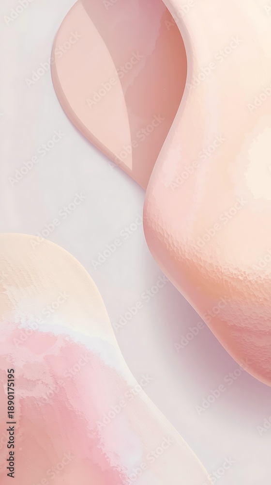 Fototapeta premium Generative AI Soft Organic Shapes in Gentle Pastel Palette Create Visual Calmness