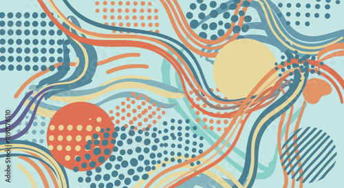 Vibrant abstract background with dynamic shapes and patterns.