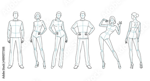 Fashion Croquis Template Set for Male and Female Design