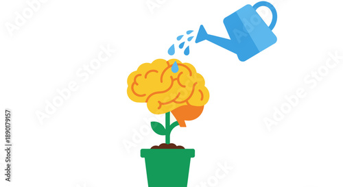 Nurturing the mind like a growing plant, symbolizing continuous learning, intellectual development, and personal growth through education