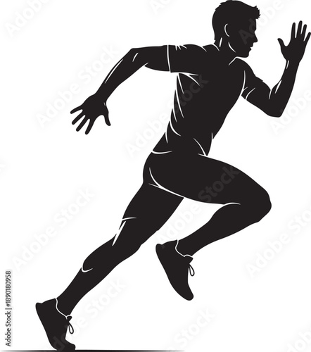 Running Athlete Silhouette Vector Illustration