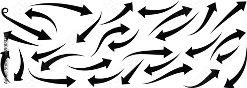  Arrow icon.  Set of arrows, arrows different. Black arrow icon set. black curve arrow icon.  Set of curved arrows   