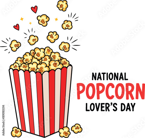 Celebrate National Popcorn Lover's Day with joyful cartoon popcorn bucket
