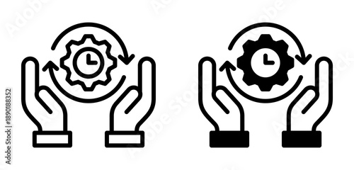 Time Efficiency Collection Line & Mixed Style Icon 