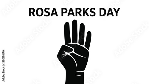rosa parks day awareness illustration with raised fist symbol isolated on white background for civil rights, equality and social justice concept