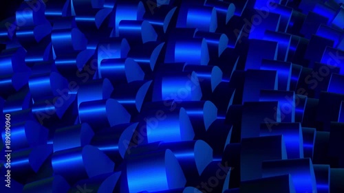 3d background objects pattern of blue and cyan animation