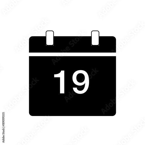 A minimalist vector graphic of a calendar icon showing the date 19