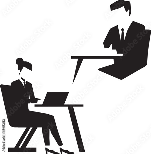 Set of Business meeting silhouette illustration showing teamwork discussion concept