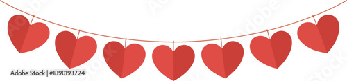 Valentine’s Heart Garland Vector Romantic Holiday Decoration