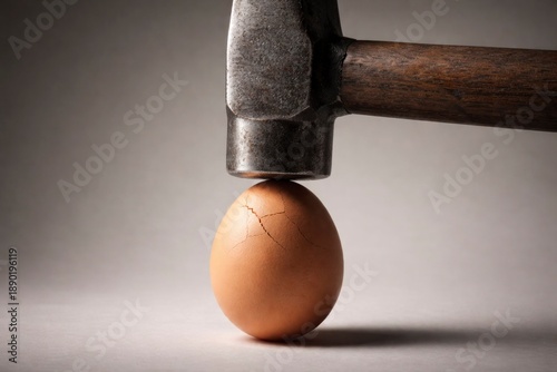 Cracked Egg Under Hammer Representing Extreme Pressure