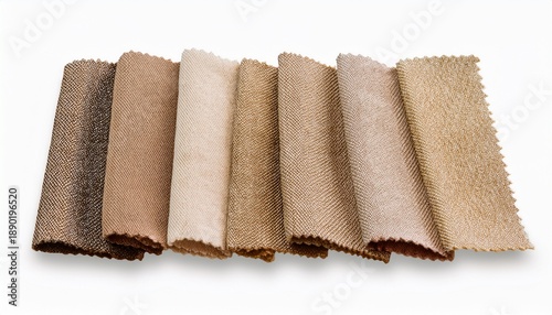 Beige Fabric Swatch Samples Texture Isolated With Clipping Path