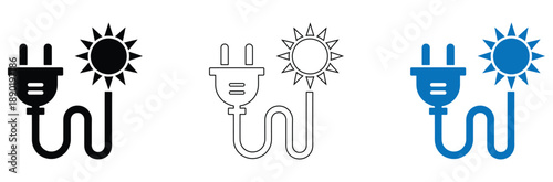 Renewable energy symbols with power plugs for sustainable technology