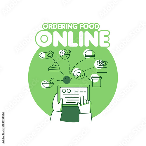 Online Food Ordering and Delivery Service Illustration