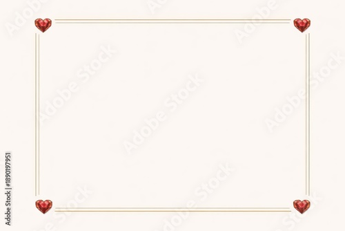 Blank card with heart accents and decorative borders.