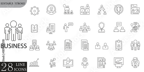 Business and management line icons set. Management icon collection. Vector illustrator, eps 10.