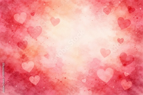 Soft pink background with scattered hearts in various shades.