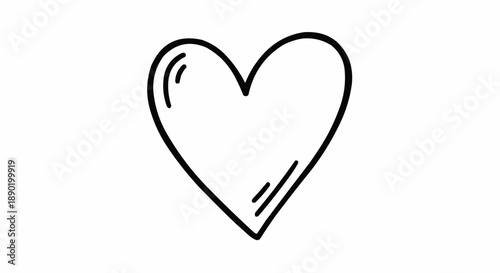 Hand drawn heart symbol in black ink on a clean white background