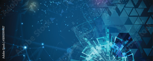 Futuristic molecule helix spiral, DNA strands, connected neural web