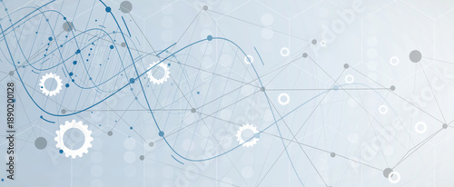 Futuristic molecule helix spiral, DNA strands, connected neural web