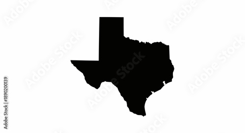 Black silhouette of texas state shape on a clean white background