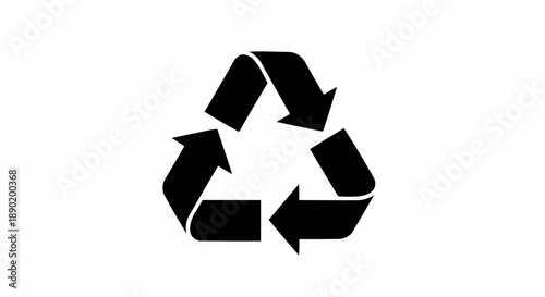 Black recycling symbol with bold arrows forming a circular shape on white