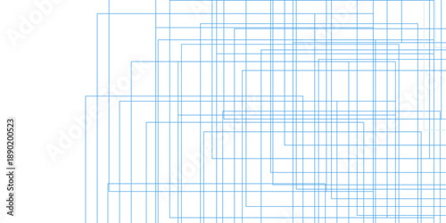 Architecture building construction structure pattern. Modern Abstract white background design with blue transparent material and squares shapes. geometric seamless lines business texture. 