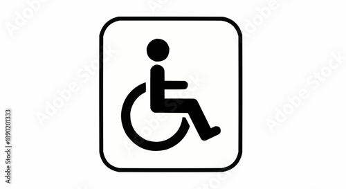 Disabled person symbol in wheelchair accessibility sign on white background