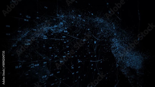 Dynamic global network visualization with data points and connections show Global network connection with data flow