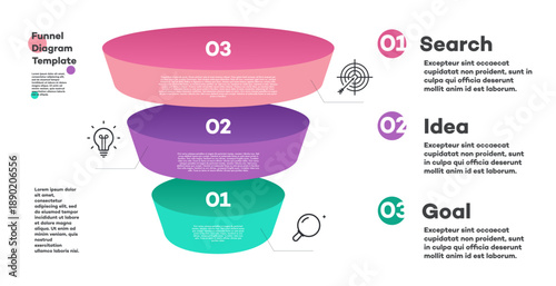 3 step, levels or options infographic diagram 3d isometric shape and business icon for presentation, workflow layout, webdesign, banner, processing, timelines, marketing, education, apps