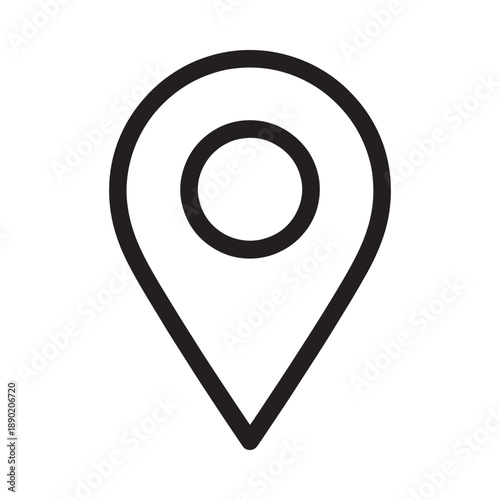 Free Download Simple black and white line drawing of a location marker pin icon - GFXLoad