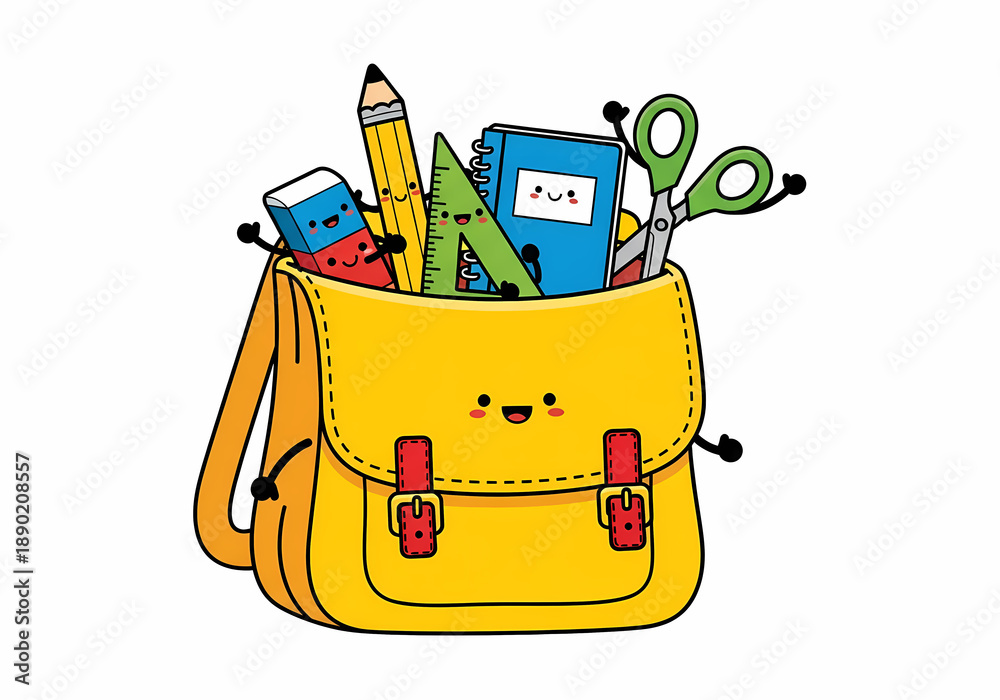 Obraz premium 学用品が賑やかに飛び出す