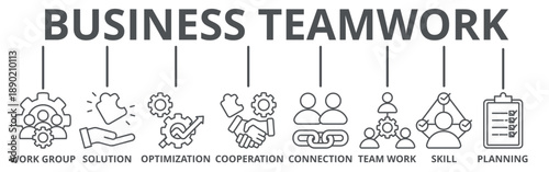 Business teamwork banner web icon vector illustration concept