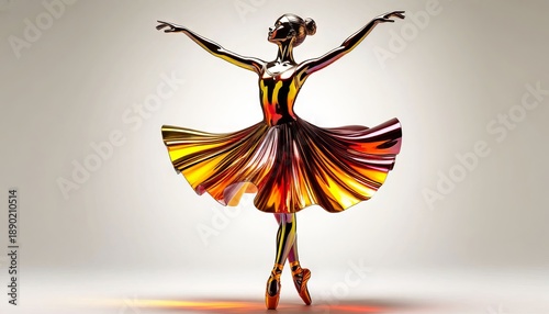 An elegant metal dancer figurine in various colors, a series of ballerina figurines.