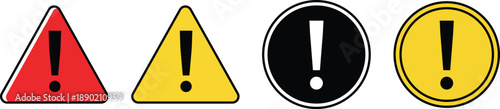 Red Yellow Black Circle Triangle Exclamation Mark Warning Signs red triangle yellow triangle