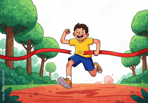 Wallpaper Mural 少年が笑顔でゴールへ走る Torontodigital.ca