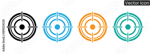 Vibrant target icons in four colors for business and design use