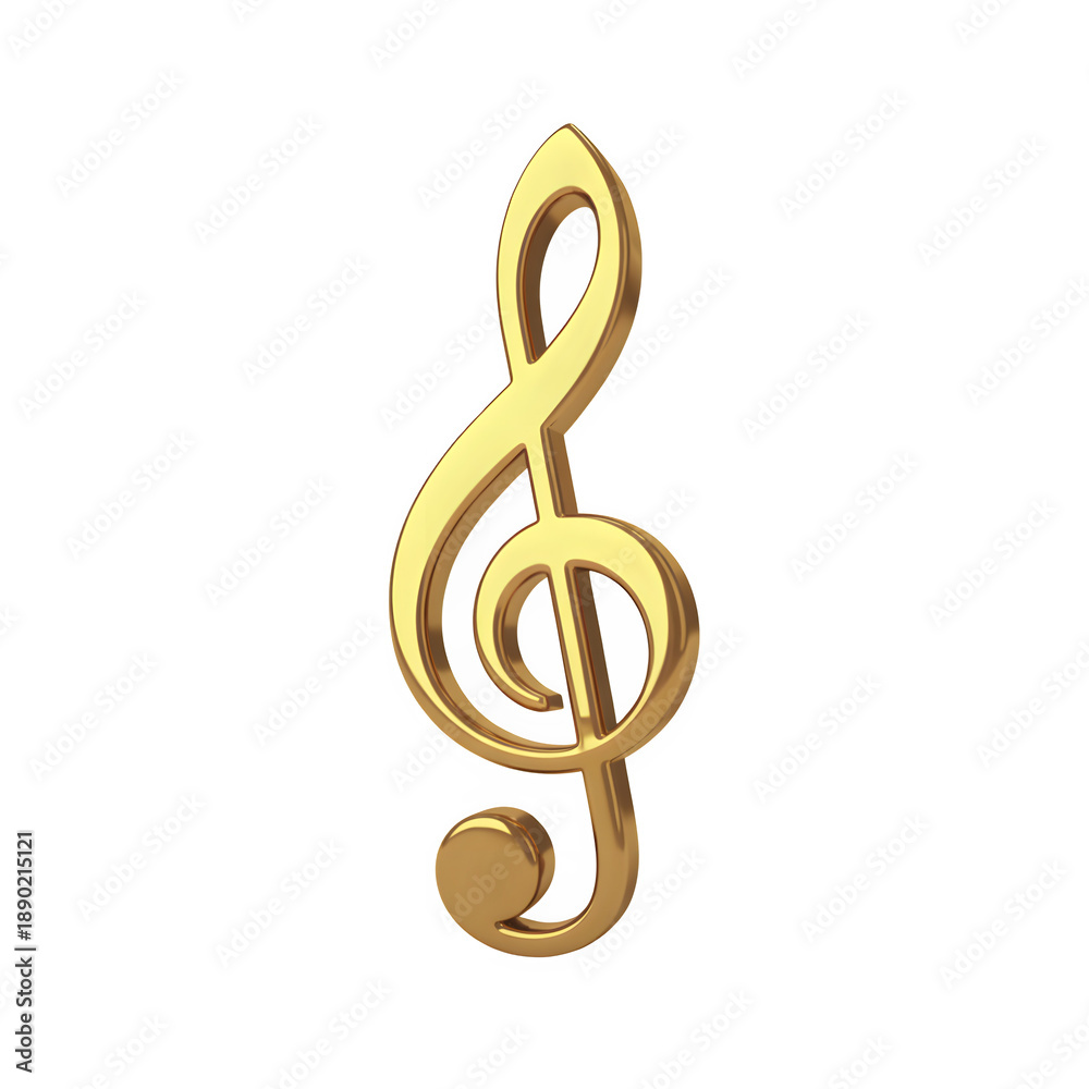 Fototapeta premium Golden musical note symbol isolated on transparent background