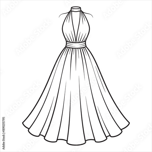 a beautiful halter dress line art
