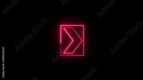 Arrow-shaped neon sign. Neon arrow symbol icon. Directional sign arrow points to the right ,Abstract directional arrow icon animation.