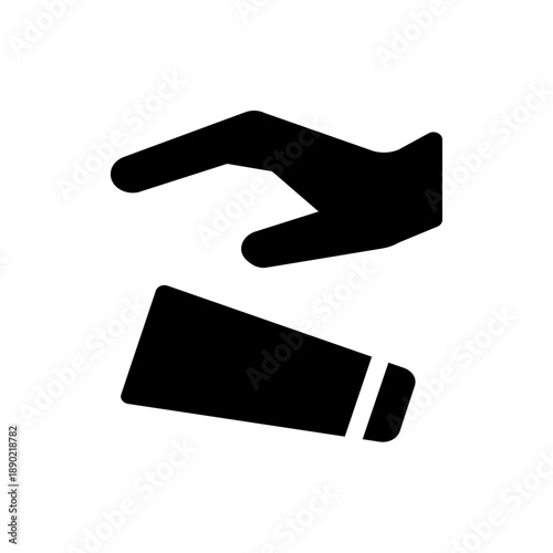 A minimalist vector graphic of a hand applying lotion in a flat design style