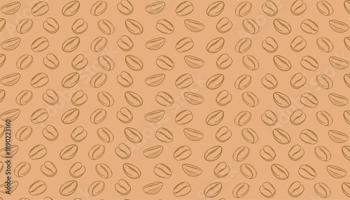 Coffee Beans Pattern Background. Repeating Coffee Beans. Seamless Packaging Illustration