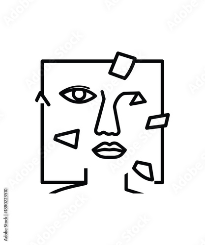 Abstract Human Face Line Art Vector Icon