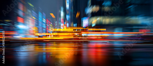 City night neon light motion speed reflection street traffic background City night neon light motion speed reflection street traffic background create vibrant urban energy view wet asphalt surface